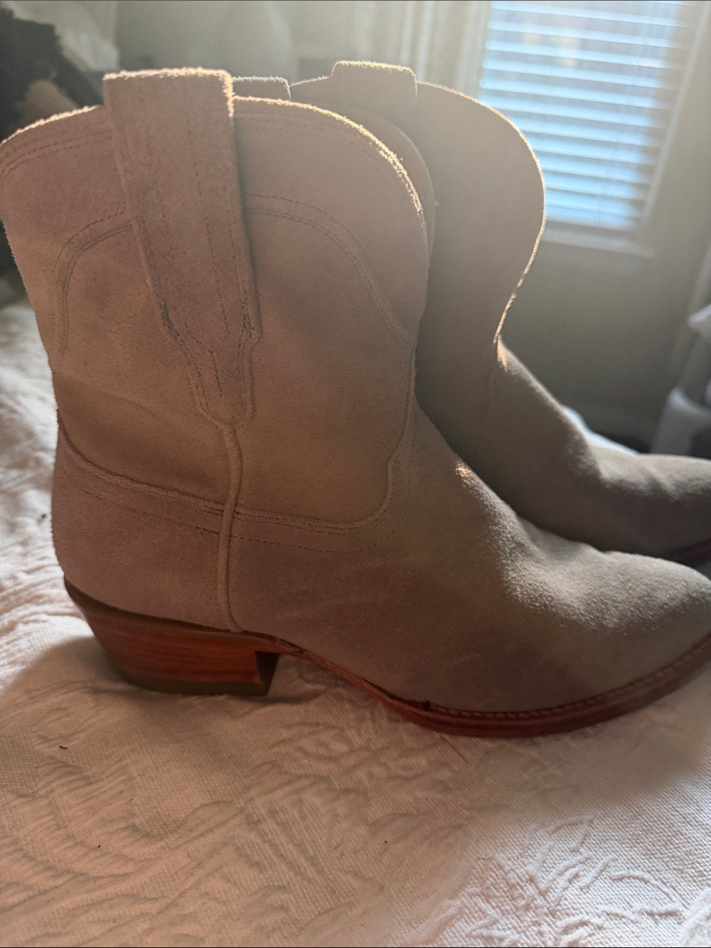 Tecovas Suede Lucy Ankle Cowboy Boot - Grey